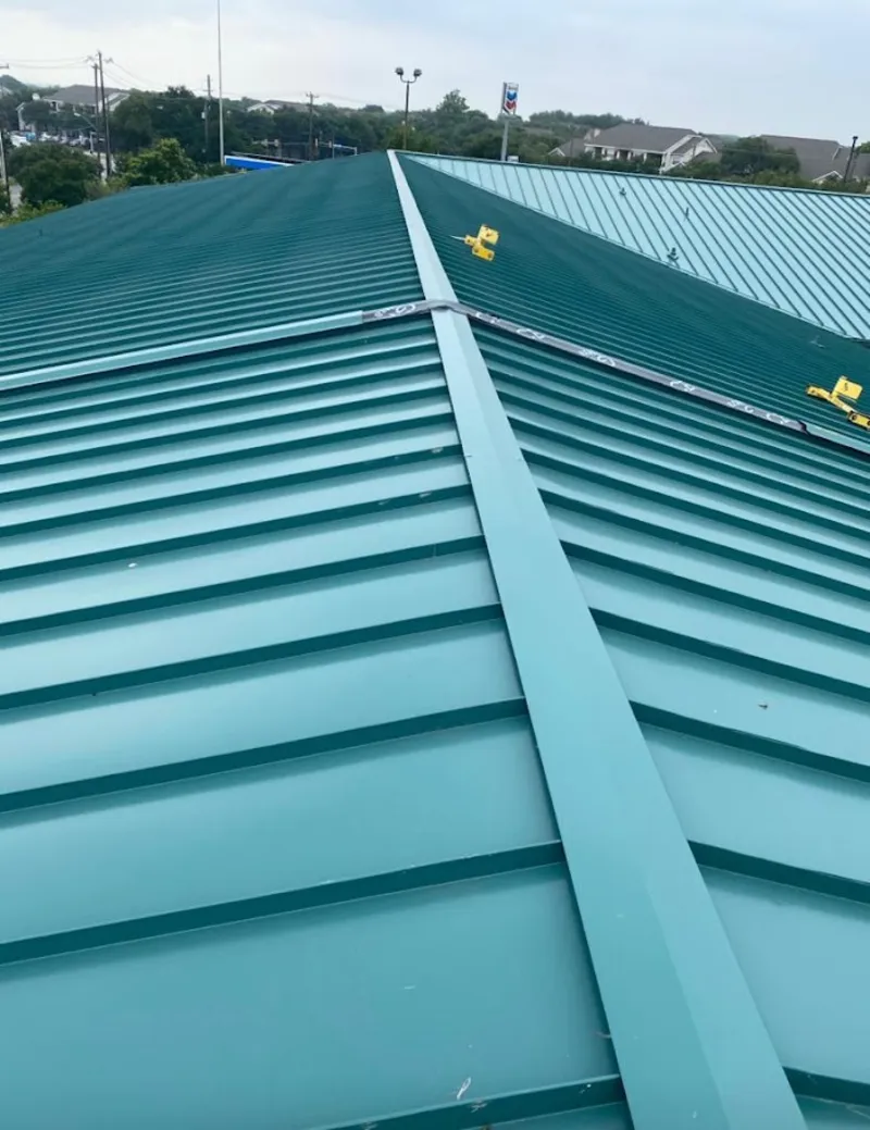Green commercial metal roof ridge and valley for Metal Roof Repair in Eastchester
